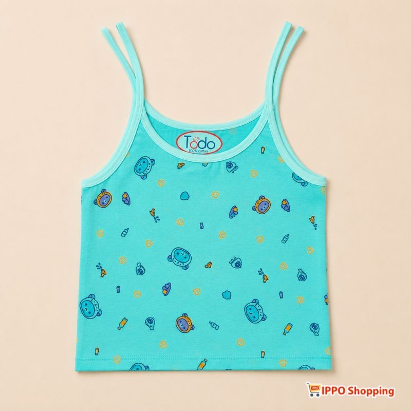 Todo 100% Cotton Baby Sleeveless Tie-Up Jabla – Aqua Blue Printed