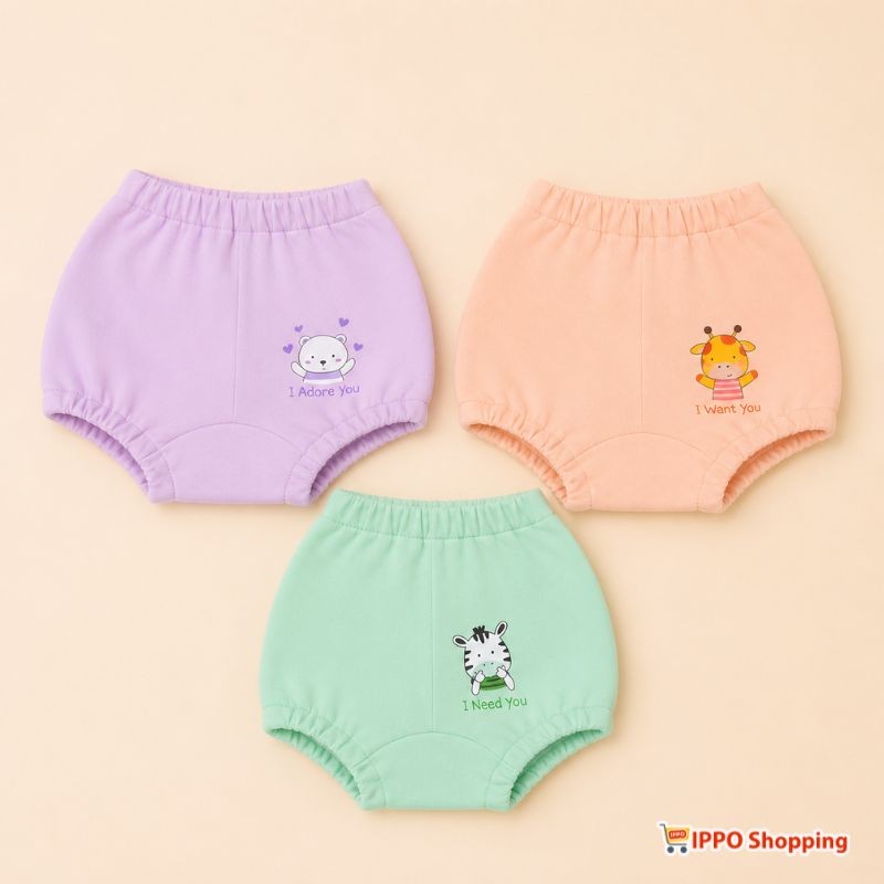Baby Bloomer Shorts Pack of 3 – Lavender, Peach & Mint Green