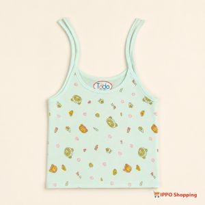 Todo 100% Cotton Baby Sleeveless Tie-Up Jabla – Mint Green Printed (0–3 Months)