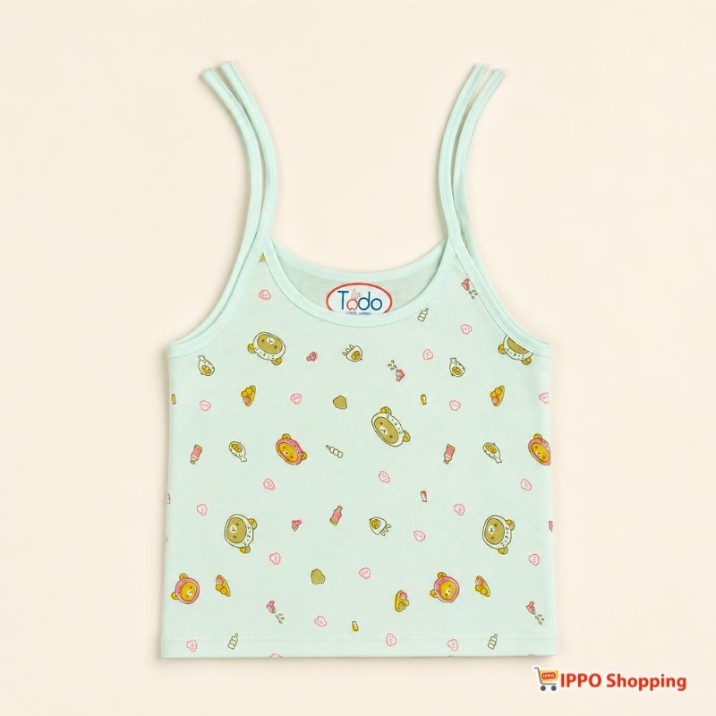Todo 100% Cotton Baby Sleeveless Tie-Up Jabla – Mint Green Printed (0–3 Months)