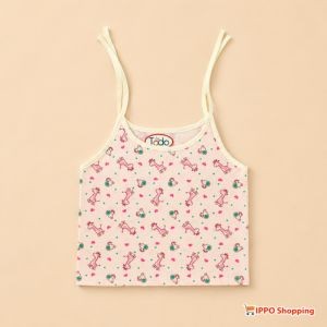Todo 100% Cotton Baby Sleeveless Tie-Up Jabla – Cream Pink Giraffe Print