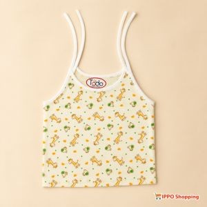 Todo 100% Cotton Baby Sleeveless Tie-Up Jabla – Cream Yellow Giraffe Print
