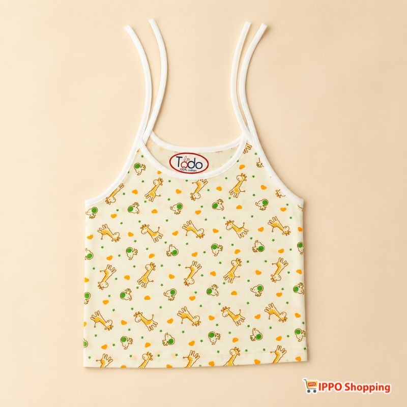 Todo 100% Cotton Baby Sleeveless Tie-Up Jabla – Cream Yellow Giraffe Print