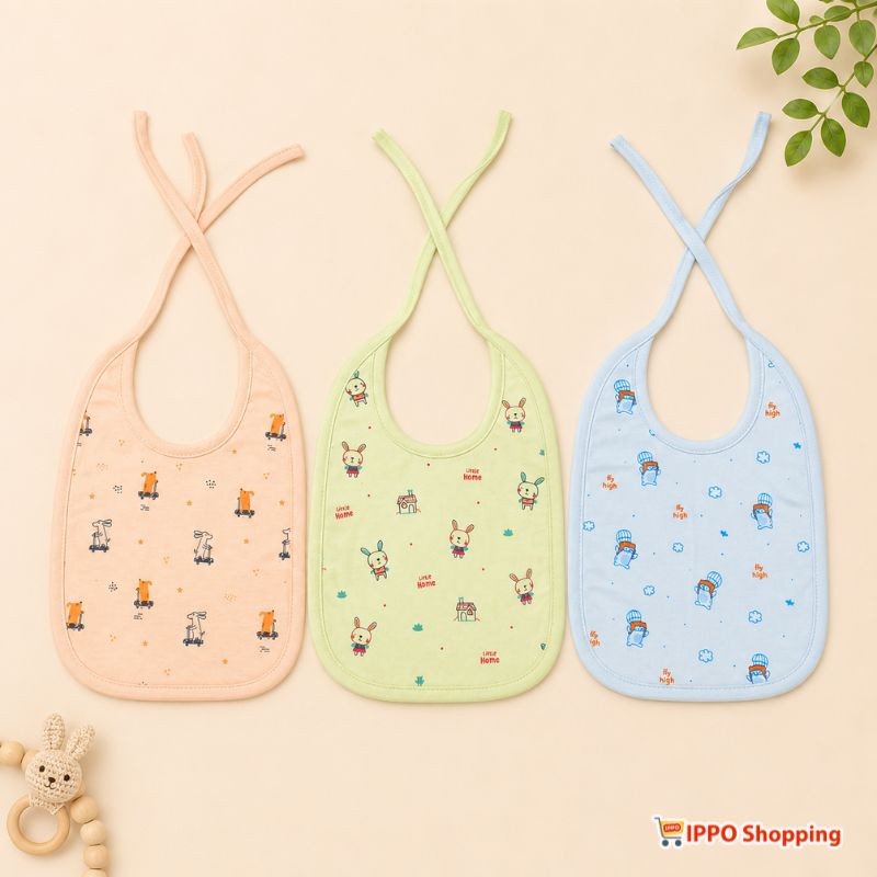 Baby Printed Tie-Up Bibs – Soft Cotton Feeding Bibs for Infants